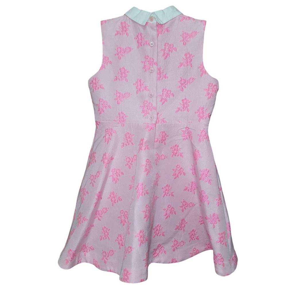 Janie & Jack Pink Floral Dress White Collar Preppy Classic 6 Dress Spring Easter - Picture 2 of 9